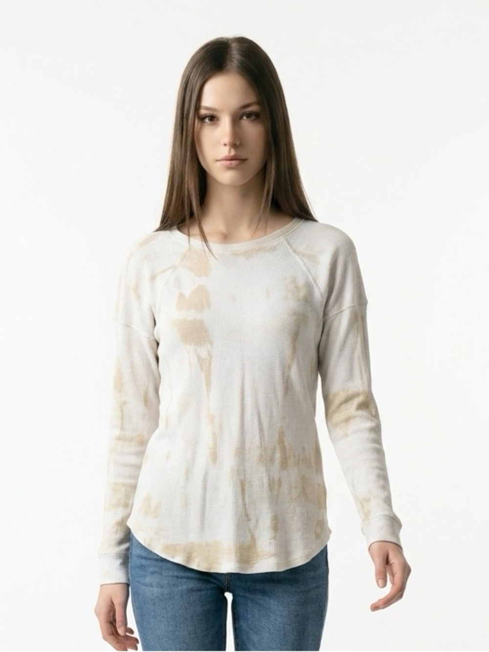 LuLaRoe Cream Tie-Dye Long Sleeve Top
